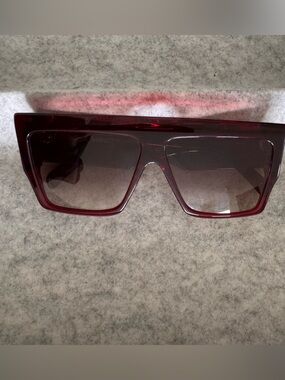 Celine Transparent Burgundy Square Sunglasses